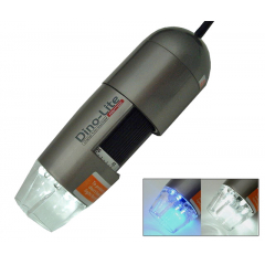 Microscópio Portátil Digital 10x-50x 200x, USB 1280x1024 (1,3M) Pixels, 8 UV Led's Brancos, MicroTouch, Mod. DinoLite AM413T-FVW 
